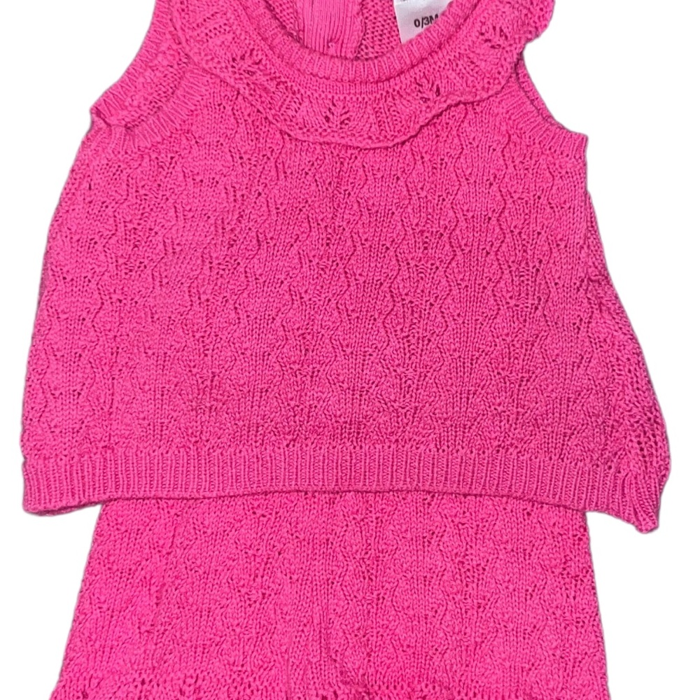 Nicole Miller Pink Knit 2-Piece Outfit (0-3 months) - 100% Cotton